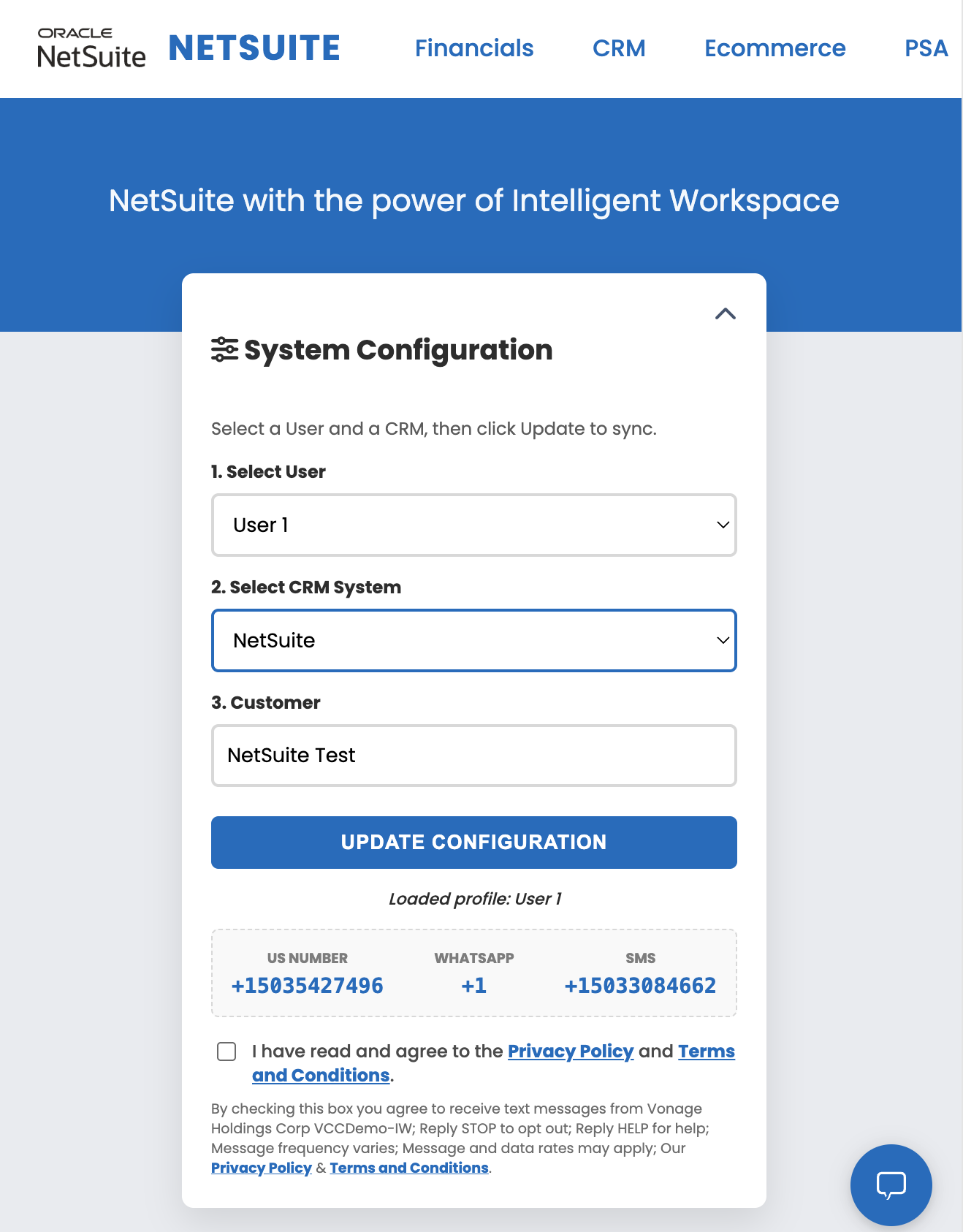 CRM Demo Portal Interface